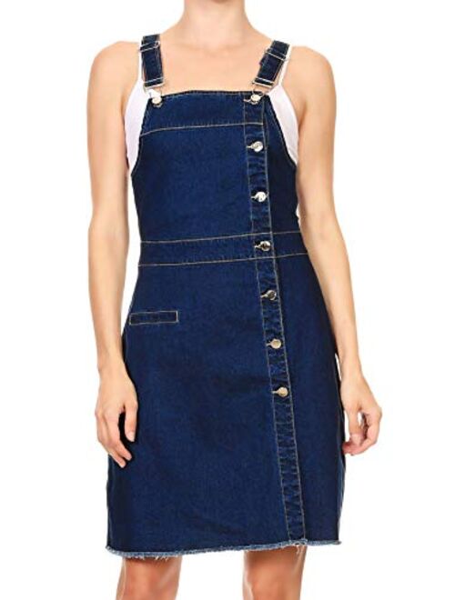 Anna Kaci Anna-Kaci Womens 90s Fashion Adjustable Strap Denim Jean Overall Dress