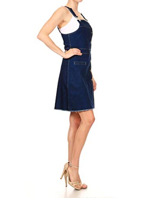 Anna Kaci Anna-Kaci Womens 90s Fashion Adjustable Strap Denim Jean Overall Dress