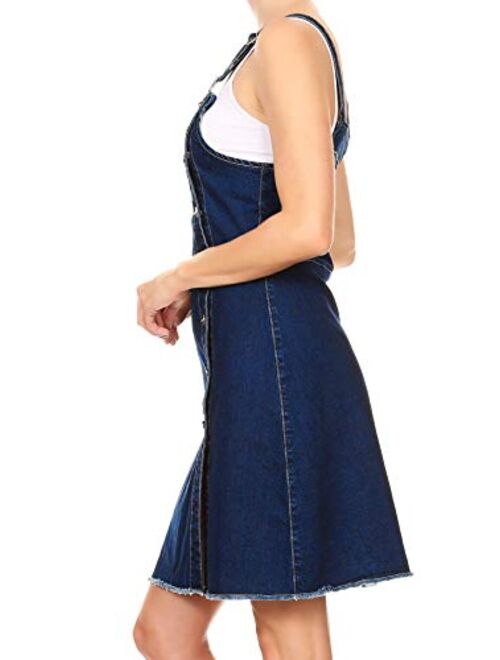 Anna Kaci Anna-Kaci Womens 90s Fashion Adjustable Strap Denim Jean Overall Dress