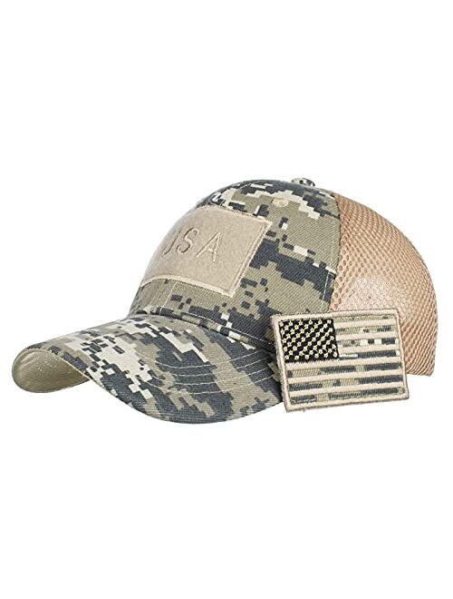 Anna Kaci Anna-Kaci Camouflage Trucker Special Tactical Operator Forces USA Flag Patch Baseball Cap