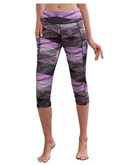 Anna-Kaci Women's Yoga Pants Capri Leggings Stretchy with Pockets