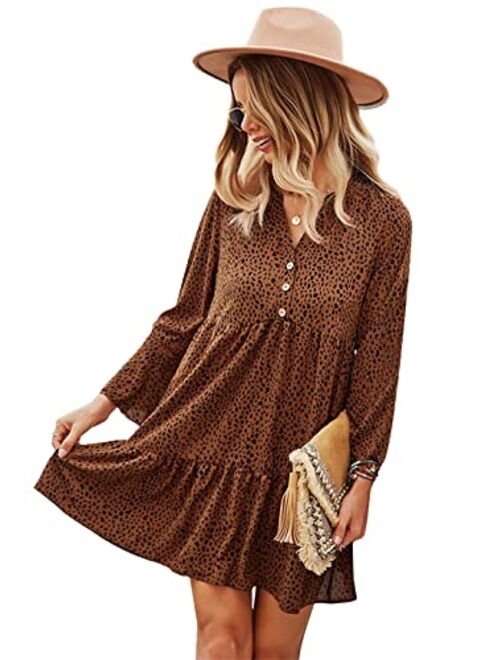 Anna Kaci Anna-Kaci Women Dress Casual Loose Flowy Swing Shift Dresses