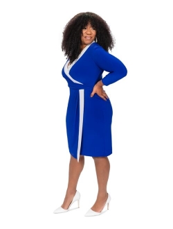 Colorblocked Faux-Wrap Sheath Dress