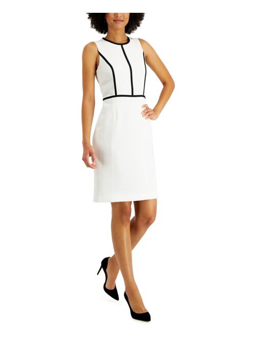 Kasper Contrast-Trim Sheath Dress