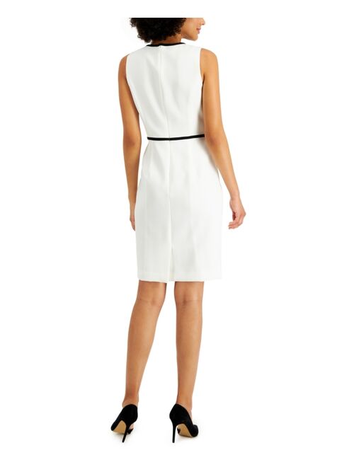 Kasper Contrast-Trim Sheath Dress