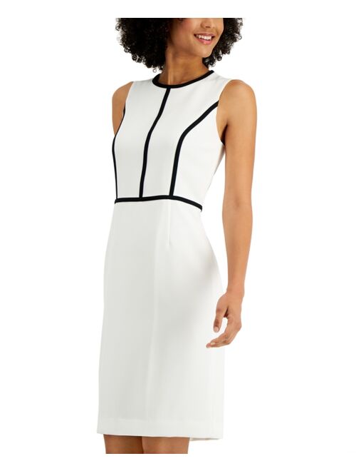 Kasper Contrast-Trim Sheath Dress