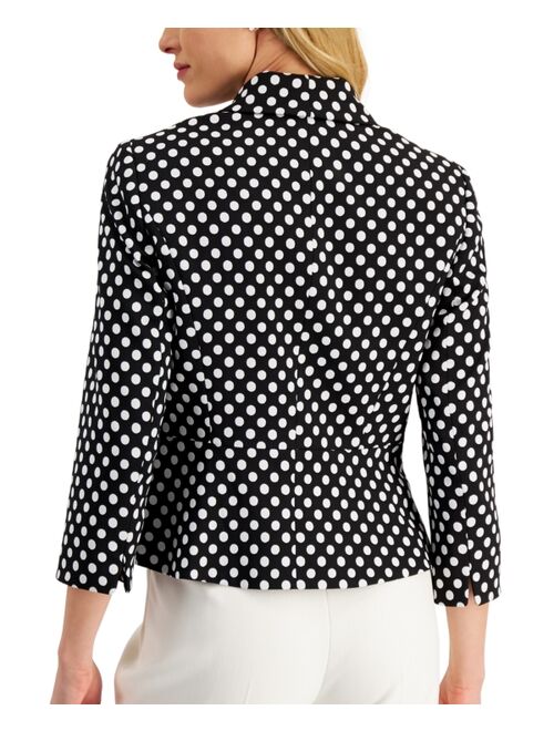 Kasper Polka-Dot Three-Button Jacket