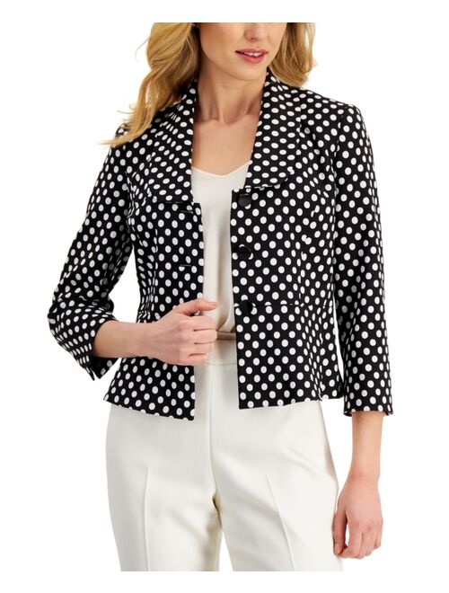 Kasper Polka-Dot Three-Button Jacket