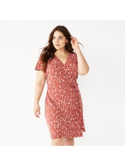 Plus Size Nine West Flutter Sleeve Wrap Dress