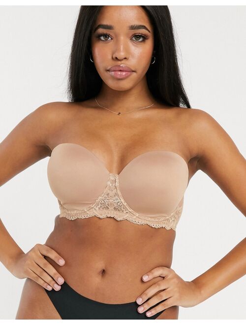 ASOS DESIGN Fuller Bust padded multiway balcony bra with underwire in beige