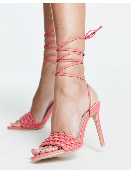 RAID Garry braided strap heeled sandals in Pink