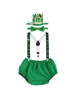 Imekis Baby Boys First 1st Birthday Cake Smash Outfit Wild ONE Diaper Cover + Suspenders + Bowtie + Headband for Photo Props