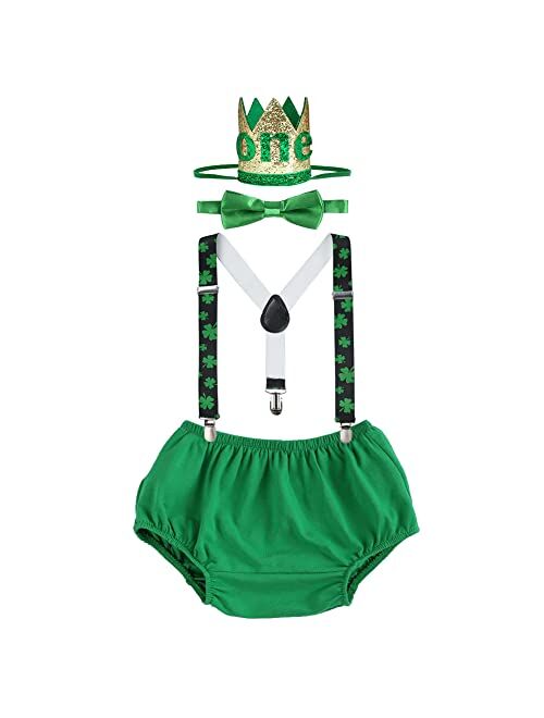 Imekis Baby Boys First 1st Birthday Cake Smash Outfit Wild ONE Diaper Cover + Suspenders + Bowtie + Headband for Photo Props