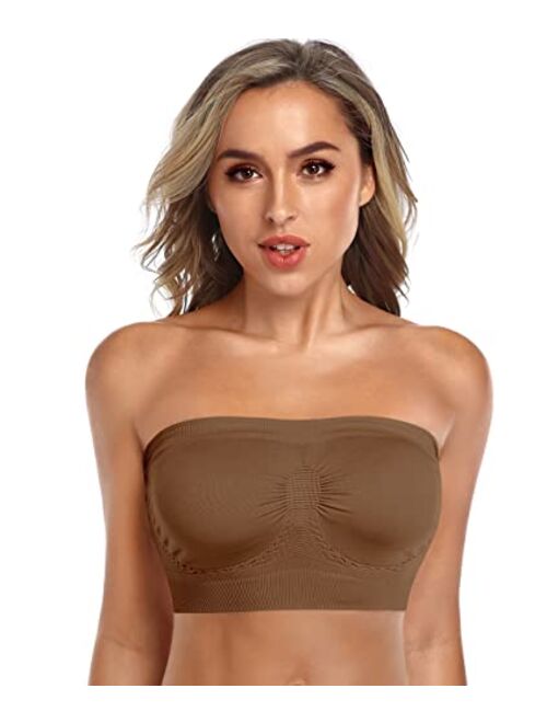 ANGOOL Strapless Comfort Wireless Bra with Slip Silicone Bandeau Bralette Tube Top