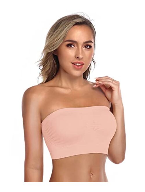 ANGOOL Strapless Comfort Wireless Bra with Slip Silicone Bandeau Bralette Tube Top