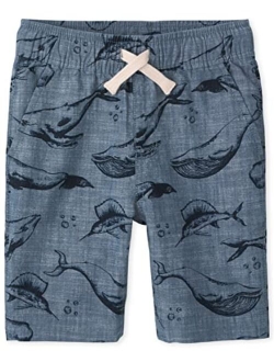 Boys Printed Cotton Pull on Jogger Shorts