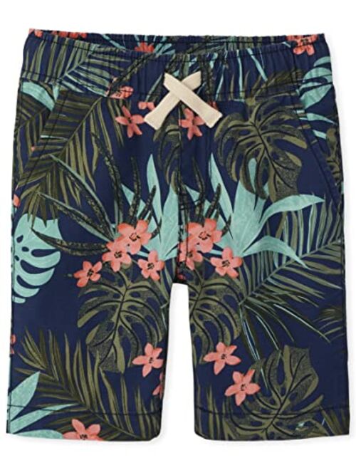 The Children's Place Boys Printed Cotton Pull on Jogger Shorts