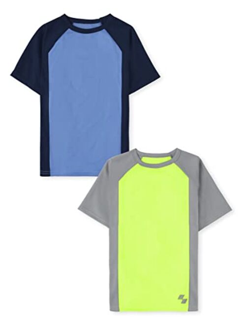 The Children's Place 2 Pack Boys Short Sleeve Moisture Wicking and Quick Drying Mesh Performance Top 2-Pack