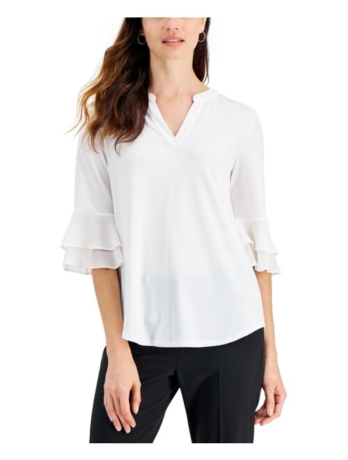 Kasper Flutter-Sleeve Top