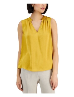 Sleeveless Split-Neck Top