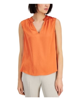 Sleeveless Split-Neck Top