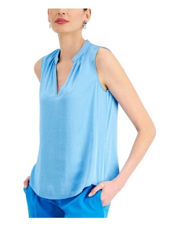 Sleeveless Split-Neck Top