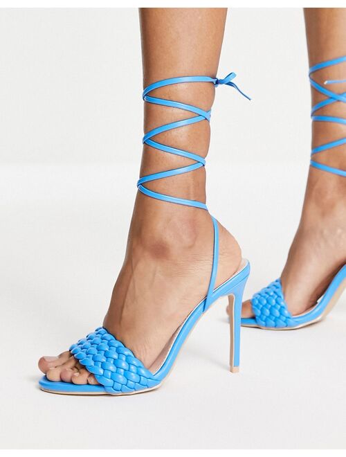 RAID Wide Fit Garry plait strap heeled sandals in blue