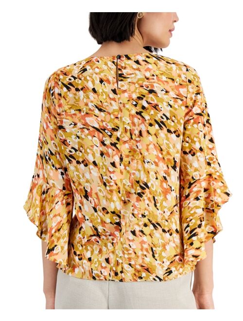 Kasper Petite Abstract 3/4-Sleeve Blouse