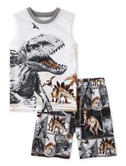 Boys Sleeveless Tank Top and Shorts 2 Piece Pajama Sets