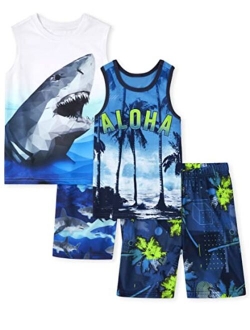 Boys Sleeveless Tank Top and Shorts 2 Piece Pajama Sets