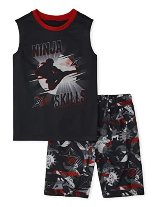 The Children's Place Boys Sleeveless Tank Top and Shorts 2 Piece Pajama Sets