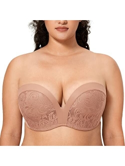 Women's Slightly Lined Lift Great Support Lace Strapless Bra Push Up