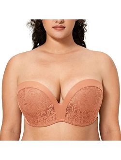 Women's Slightly Lined Lift Great Support Lace Strapless Bra Push Up