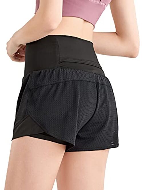 Anna Kaci Anna-Kaci 2 in 1 Running Shorts for Women Mesh Stretch Workout Gym Athletic Short