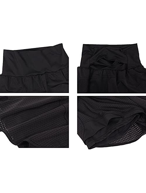 Anna Kaci Anna-Kaci 2 in 1 Running Shorts for Women Mesh Stretch Workout Gym Athletic Short