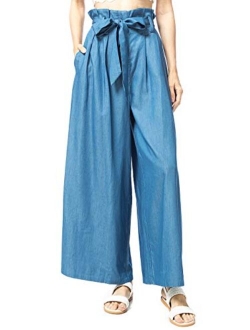 Anna-Kaci Women's Loose Baggy Palazzo Pants High Waist Wide Leg Pants with Belt