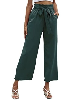 Anna-Kaci Women's Loose Baggy Palazzo Pants High Waist Wide Leg Pants with Belt