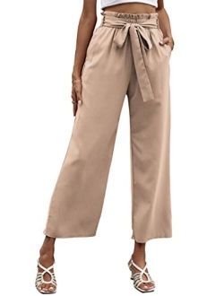 Anna-Kaci Women's Loose Baggy Palazzo Pants High Waist Wide Leg Pants with Belt