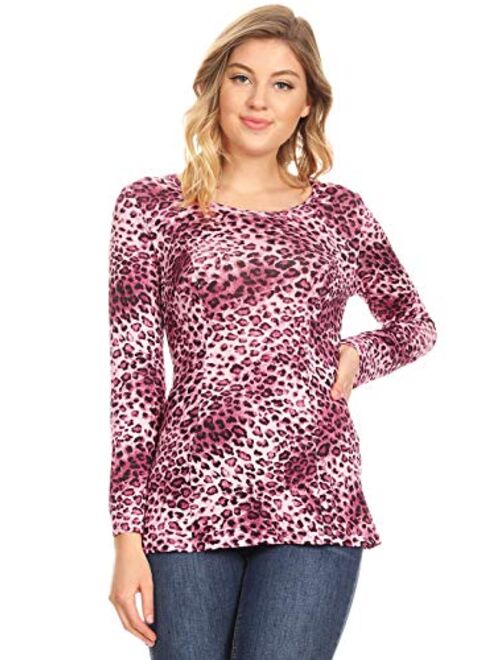 Anna Kaci Anna-Kaci Womens Long Sleeve Leopard Cheetah Animal Print Pattern T Shirt Blouse