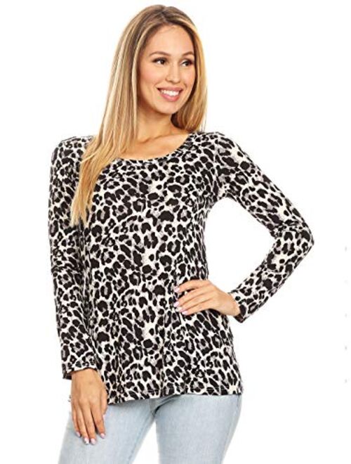 Anna Kaci Anna-Kaci Womens Long Sleeve Leopard Cheetah Animal Print Pattern T Shirt Blouse