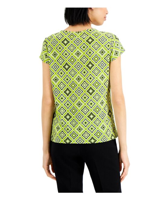 Kasper Women's Geo-Print Cowlneck Top