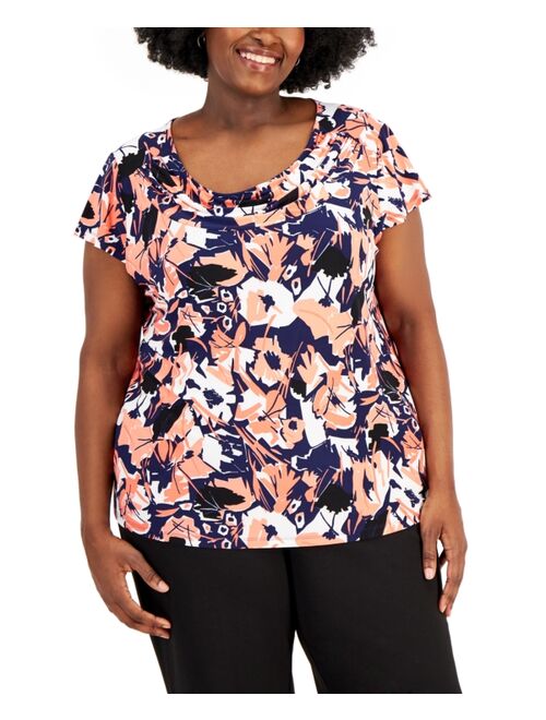 Kasper Plus Size Cowlneck Top