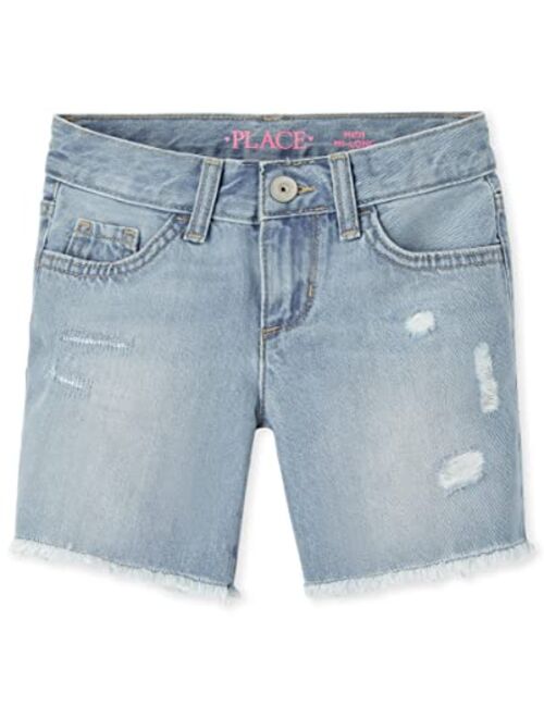 The Children's Place Girls Distressed Denim Midi Shorts