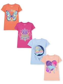 Girls Short Sleeve Graphic T-Shirt 4-Pack