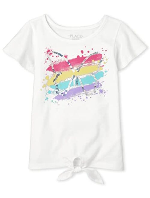 The Children's Place Girls Short Sleeve Tie Front Top