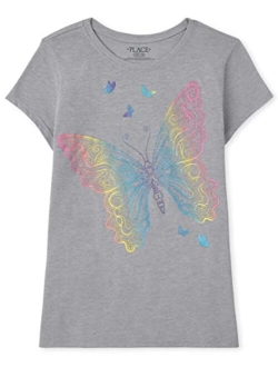 Girls Rainbow Butterfly Graphic Tee