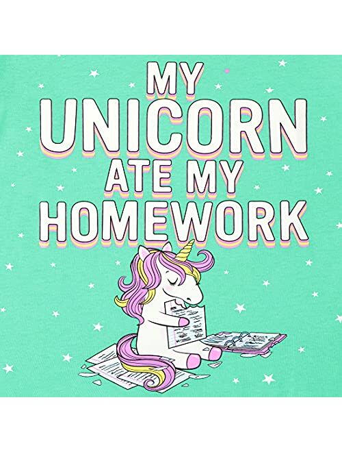 The Children's Place Short Sleeve 'My Unicorn Ate My Homework' and 'Girls are Llamazing' Graphic T-Shirt 2-Pack