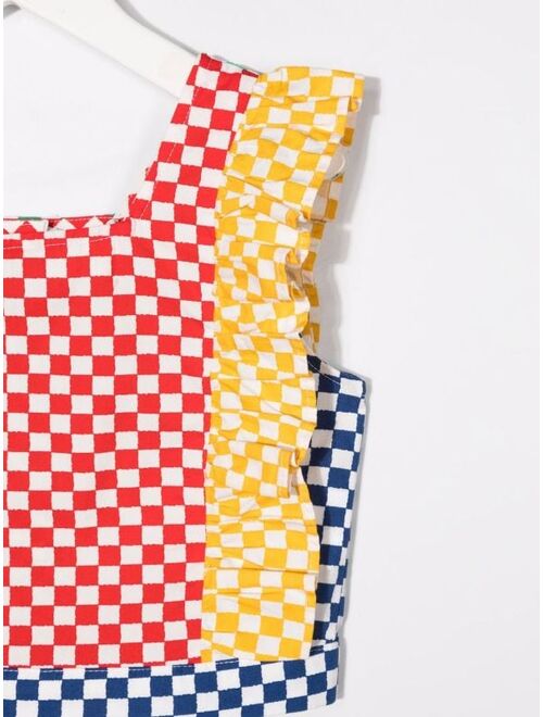 Stella McCartney Kids check-print colour-block top