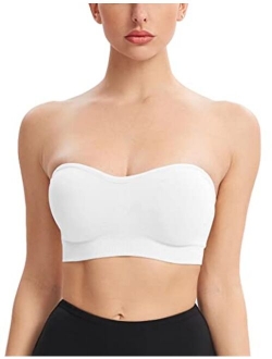 Gnowann Strapless Bra for Women Wirefree Non-Slip Silicone Bandeau Bra Seamless Padded Comfy Tube Top