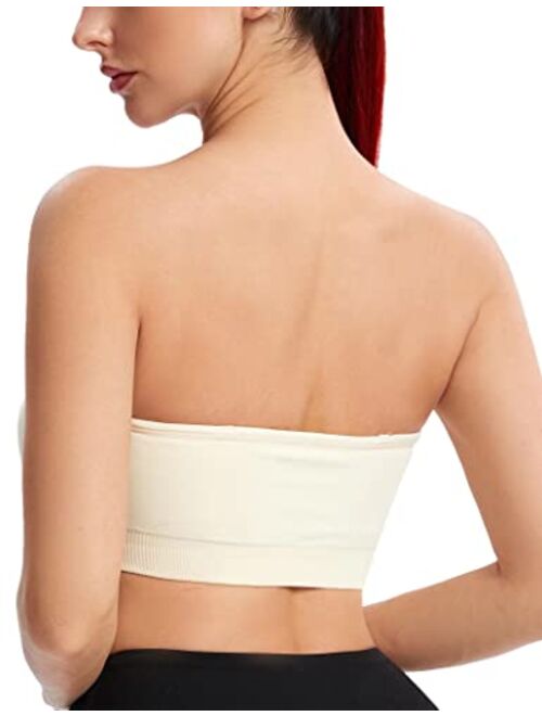 Gnowann Strapless Bra for Women Wirefree Non-Slip Silicone Bandeau Bra Seamless Padded Comfy Tube Top